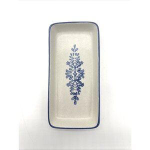 Pfaltzgraff Ceramic Relish Tray 716-51 Blue White 7.75” Long 3.73” Wide